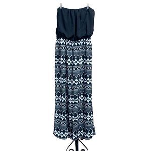 Liberty Love Black & White Strapless Wide Leg Jumpsuit Size XL  NWOT